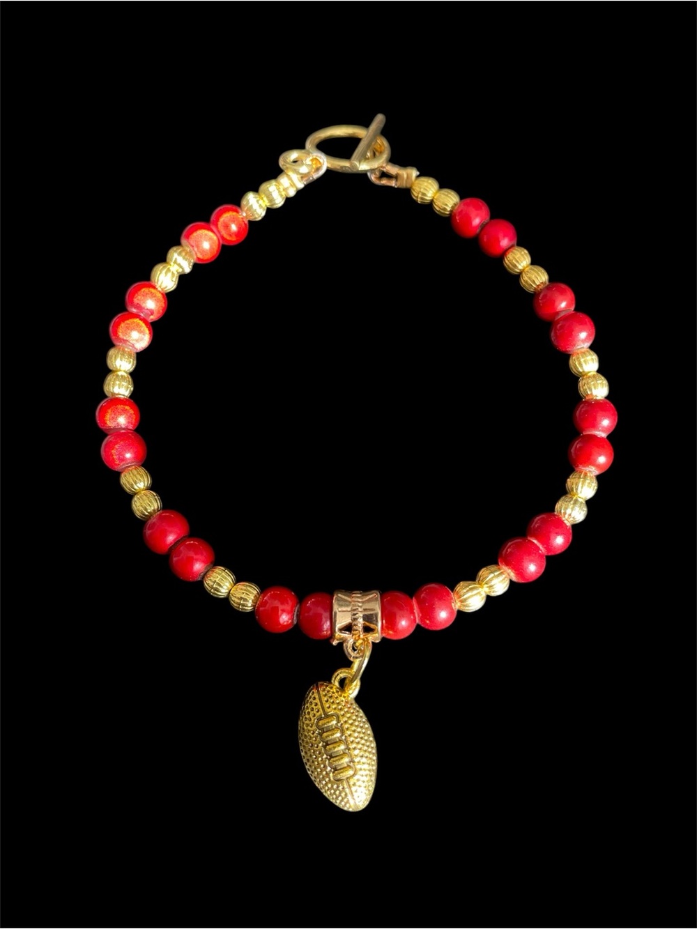 FSU Spirit Beaded Bracelet with Gold Football Charm - Women's Jewelry
